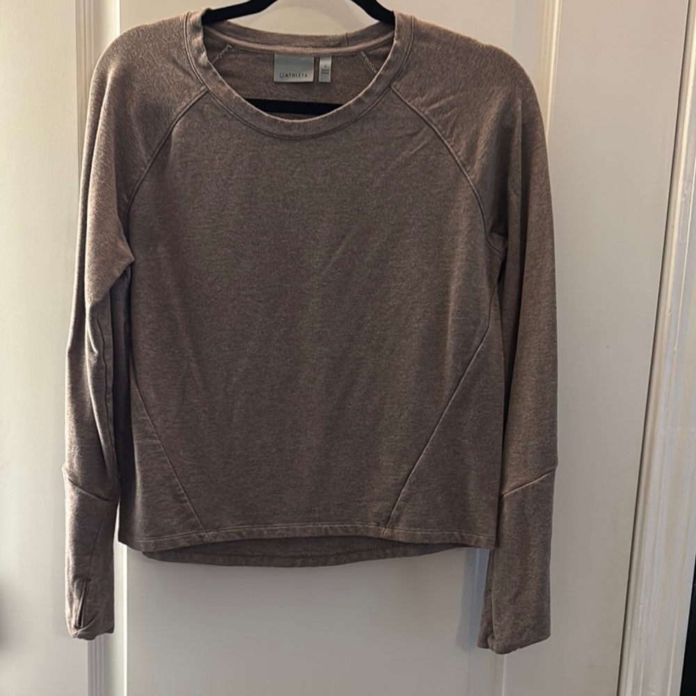 Athleta Brown Fitted Long Sleeve Sweatshirt